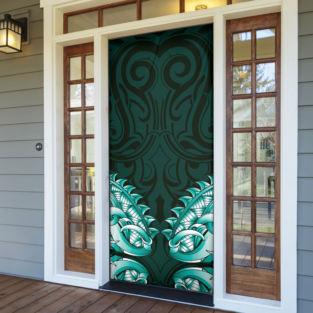 New Zealand Ta Moko Door Cover Aotearoa Maori Chest Tattoo Turquoise LT14 - Polynesian Pride