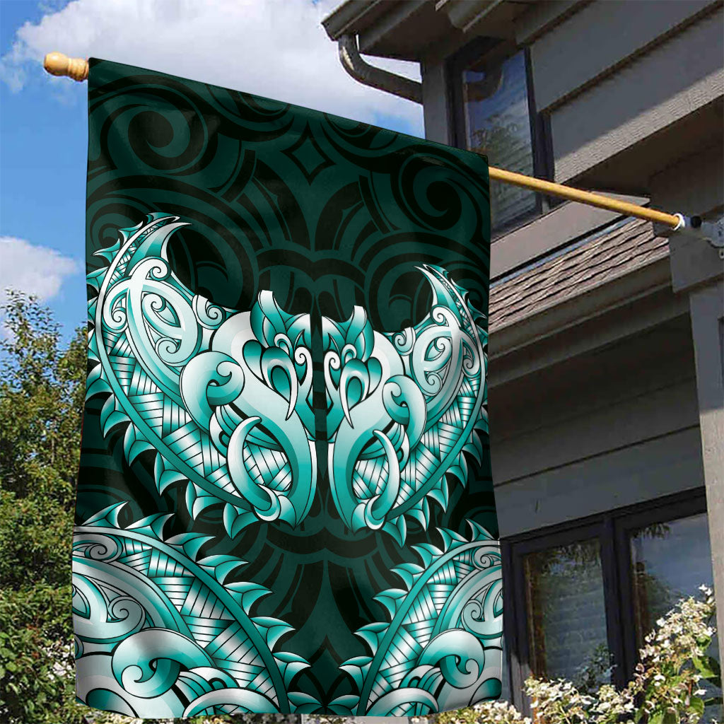 New Zealand Ta Moko Garden Flag Aotearoa Maori Chest Tattoo Turquoise LT14 - Polynesian Pride