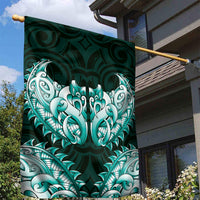 New Zealand Ta Moko Garden Flag Aotearoa Maori Chest Tattoo Turquoise LT14 - Polynesian Pride