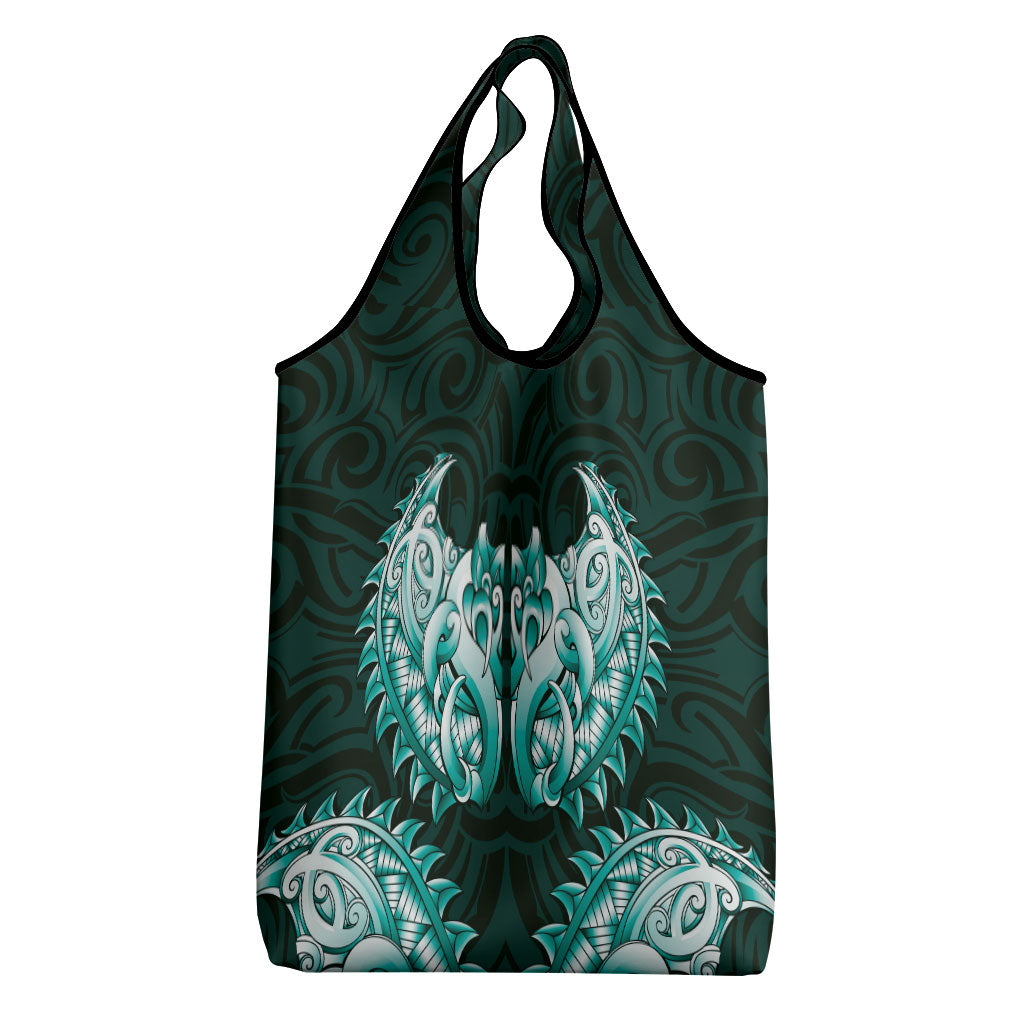 New Zealand Ta Moko Grocery Bag Aotearoa Maori Chest Tattoo Turquoise LT14 - Polynesian Pride