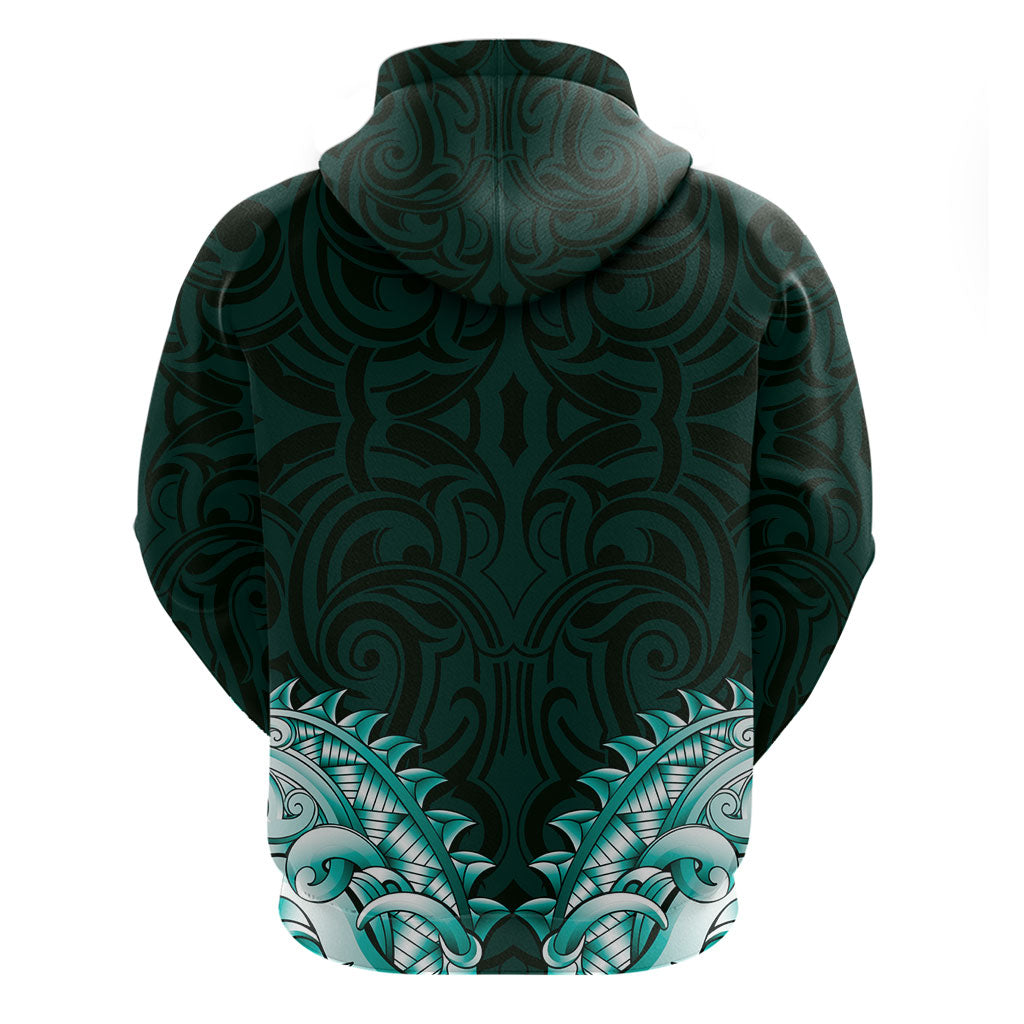 New Zealand Ta Moko Hoodie Aotearoa Maori Chest Tattoo Turquoise LT14 - Polynesian Pride