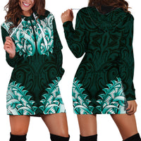 New Zealand Ta Moko Hoodie Dress Aotearoa Maori Chest Tattoo Turquoise LT14 - Polynesian Pride