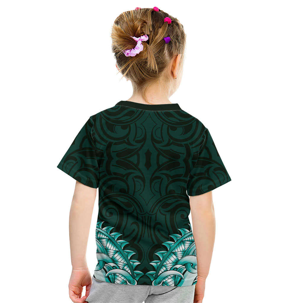 New Zealand Ta Moko Kid T Shirt Aotearoa Maori Chest Tattoo Turquoise LT14 - Polynesian Pride