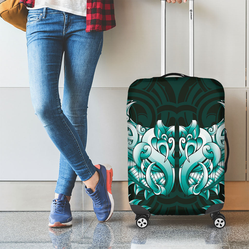 New Zealand Ta Moko Luggage Cover Aotearoa Maori Chest Tattoo Turquoise LT14 - Polynesian Pride