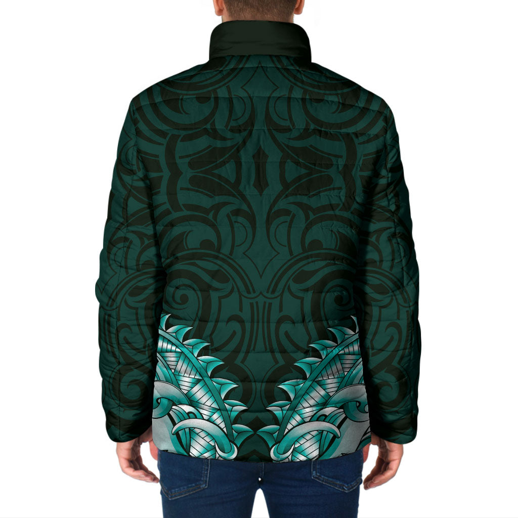 New Zealand Ta Moko Padded Jacket Aotearoa Maori Chest Tattoo Turquoise LT14 - Polynesian Pride