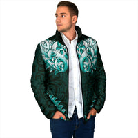 New Zealand Ta Moko Padded Jacket Aotearoa Maori Chest Tattoo Turquoise LT14 - Polynesian Pride