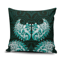 New Zealand Ta Moko Pillow Cover Aotearoa Maori Chest Tattoo Turquoise LT14 Turquoise - Polynesian Pride