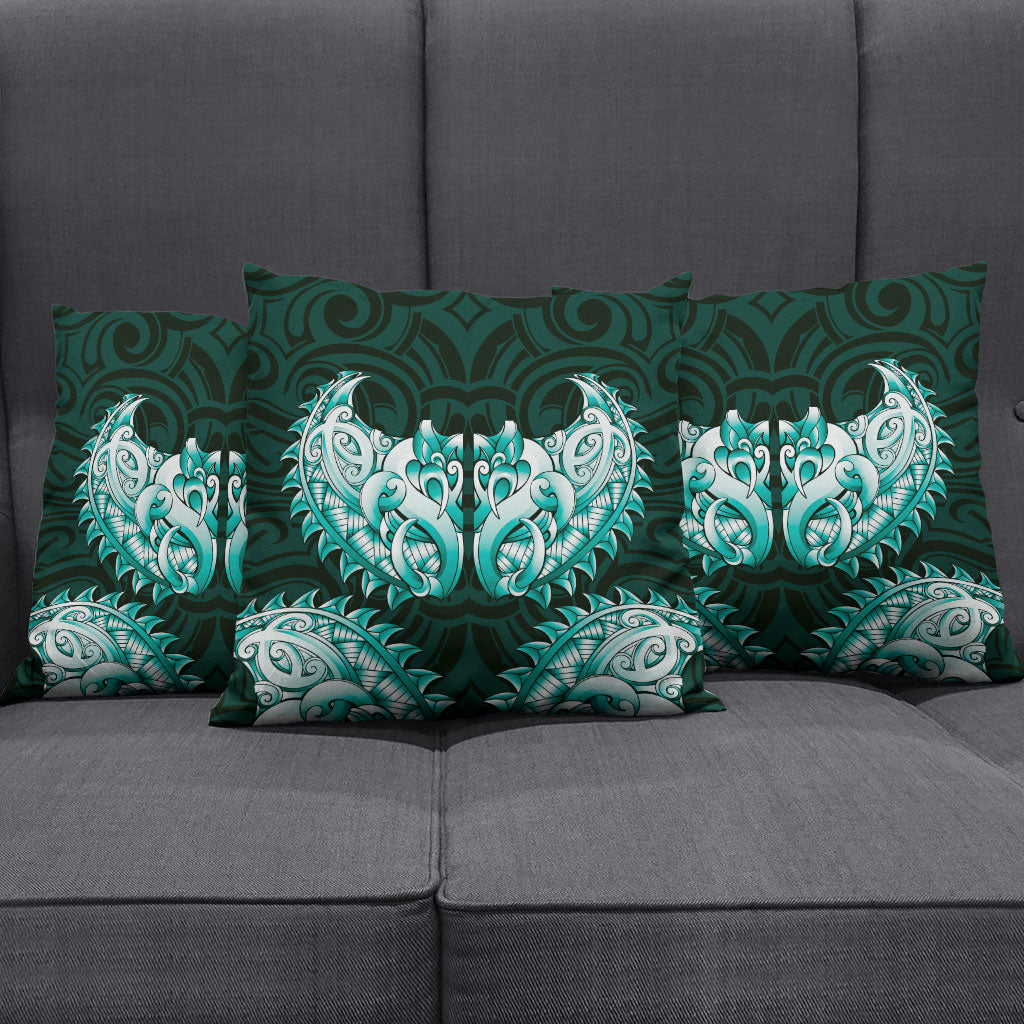 New Zealand Ta Moko Pillow Cover Aotearoa Maori Chest Tattoo Turquoise LT14 - Polynesian Pride