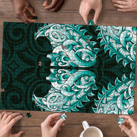 New Zealand Ta Moko Puzzle Aotearoa Maori Chest Tattoo Turquoise LT14 - Polynesian Pride