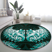 New Zealand Ta Moko Round Carpet Aotearoa Maori Chest Tattoo Turquoise LT14 - Polynesian Pride
