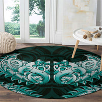 New Zealand Ta Moko Round Carpet Aotearoa Maori Chest Tattoo Turquoise LT14 - Polynesian Pride