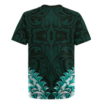 New Zealand Ta Moko Rugby Jersey Aotearoa Maori Chest Tattoo Turquoise LT14 - Polynesian Pride