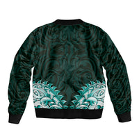 New Zealand Ta Moko Sleeve Zip Bomber Jacket Aotearoa Maori Chest Tattoo Turquoise LT14 - Polynesian Pride