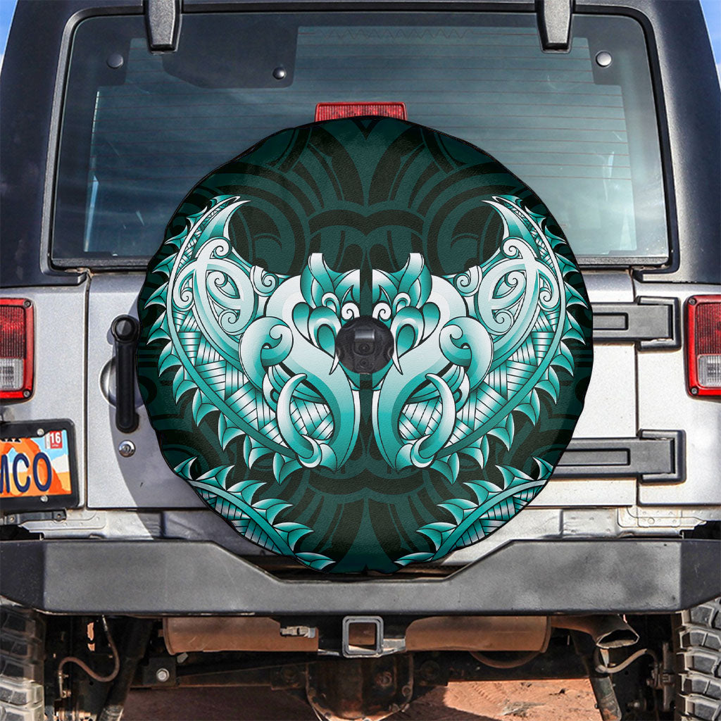 New Zealand Ta Moko Spare Tire Cover Aotearoa Maori Chest Tattoo Turquoise LT14 Turquoise - Polynesian Pride