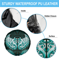 New Zealand Ta Moko Spare Tire Cover Aotearoa Maori Chest Tattoo Turquoise LT14 - Polynesian Pride