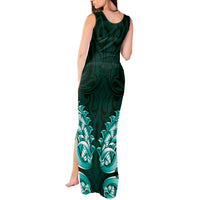 New Zealand Ta Moko Tank Maxi Dress Aotearoa Maori Chest Tattoo Turquoise LT14 - Polynesian Pride