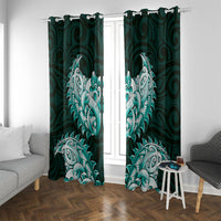 New Zealand Ta Moko Window Curtain Aotearoa Maori Chest Tattoo Turquoise LT14 With Grommets Turquoise - Polynesian Pride