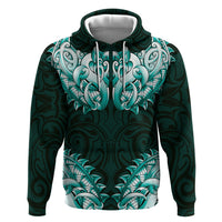 New Zealand Ta Moko Zip Hoodie Aotearoa Maori Chest Tattoo Turquoise LT14 Pullover Hoodie Turquoise - Polynesian Pride
