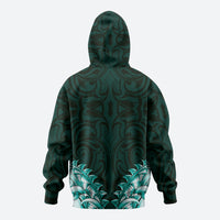 New Zealand Ta Moko Zip Hoodie Aotearoa Maori Chest Tattoo Turquoise LT14 - Polynesian Pride
