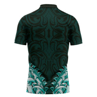 New Zealand Ta Moko Zipper Polo Shirt Aotearoa Maori Chest Tattoo Turquoise LT14 - Polynesian Pride