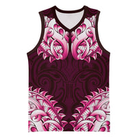 New Zealand Ta Moko Basketball Jersey Aotearoa Maori Chest Tattoo Pink LT14 Unisex Pink - Polynesian Pride