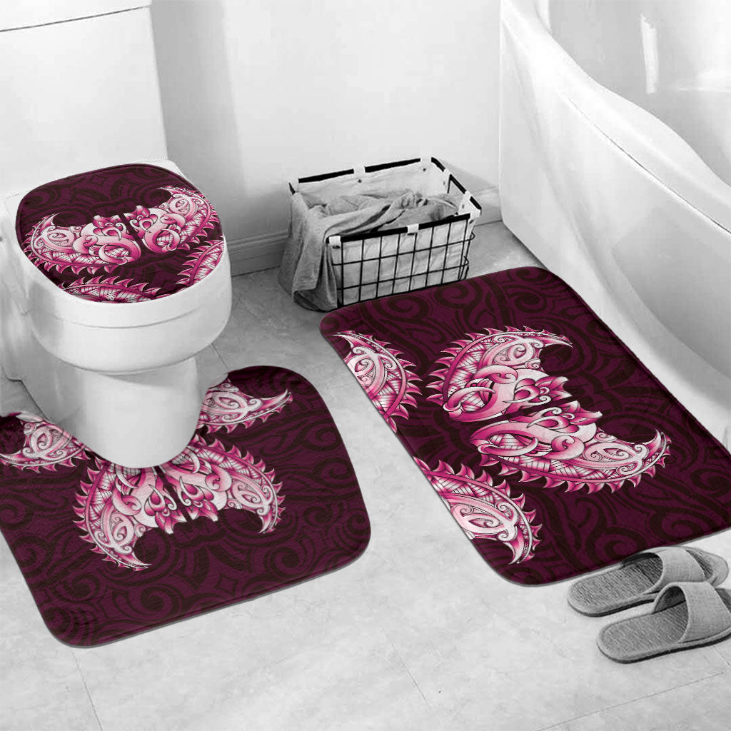 New Zealand Ta Moko Bathroom Set Aotearoa Maori Chest Tattoo Pink LT14 Mat Set Only (3 pcs) One Size Pink - Polynesian Pride