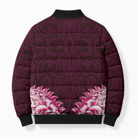 New Zealand Ta Moko Bomber Puffer Jacket Aotearoa Maori Chest Tattoo Pink LT14 - Polynesian Pride