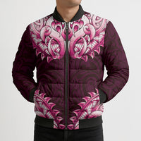 New Zealand Ta Moko Bomber Puffer Jacket Aotearoa Maori Chest Tattoo Pink LT14 - Polynesian Pride