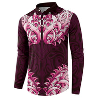 New Zealand Ta Moko Button Sweatshirt Aotearoa Maori Chest Tattoo Pink LT14 - Polynesian Pride