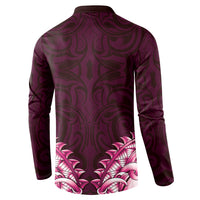 New Zealand Ta Moko Button Sweatshirt Aotearoa Maori Chest Tattoo Pink LT14 - Polynesian Pride