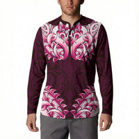New Zealand Ta Moko Button Sweatshirt Aotearoa Maori Chest Tattoo Pink LT14 - Polynesian Pride