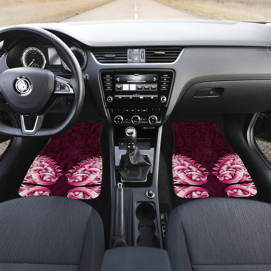 New Zealand Ta Moko Car Mats Aotearoa Maori Chest Tattoo Pink LT14 Set 2pcs - Front Pink - Polynesian Pride