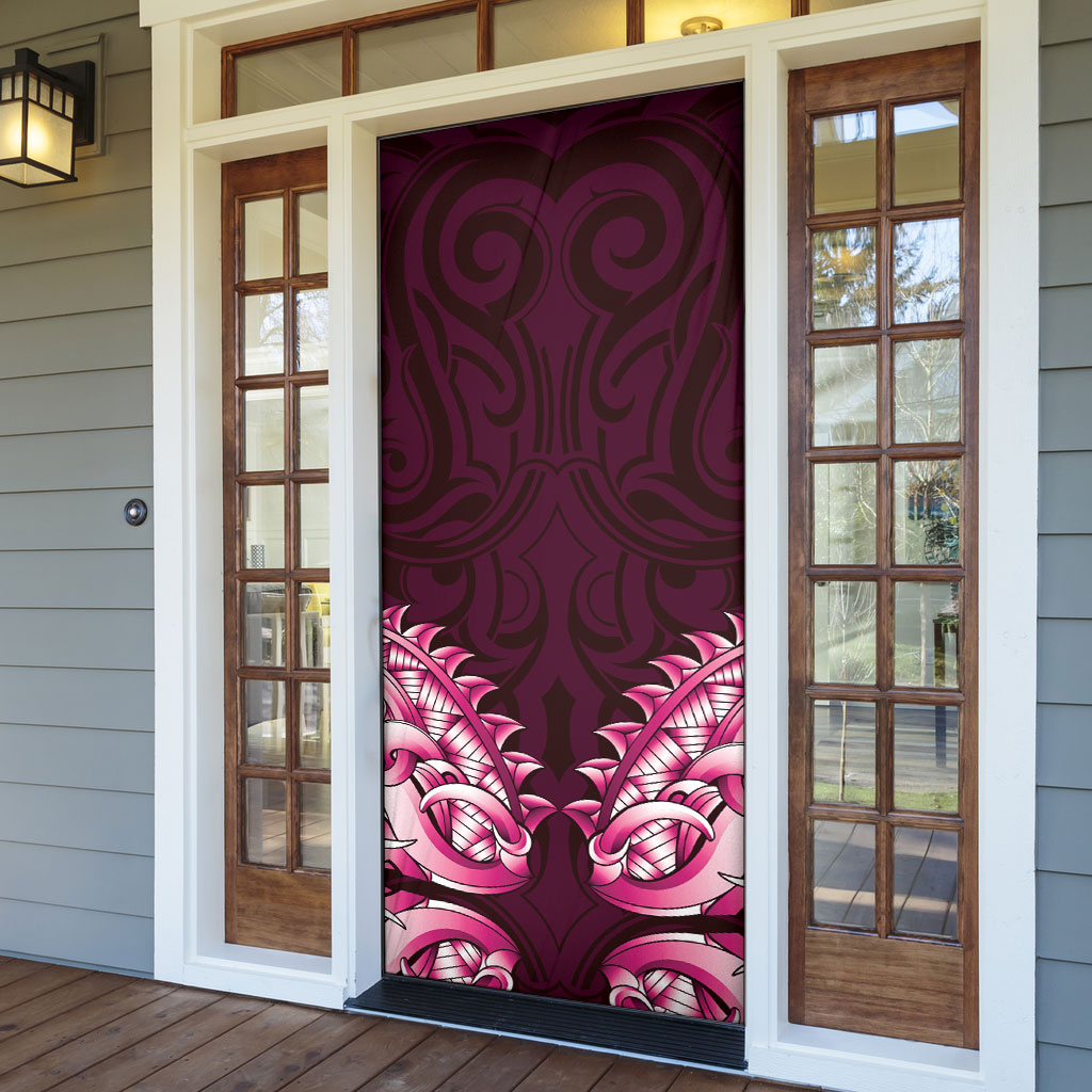 New Zealand Ta Moko Door Cover Aotearoa Maori Chest Tattoo Pink LT14 - Polynesian Pride