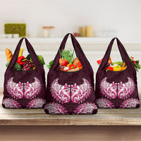 New Zealand Ta Moko Grocery Bag Aotearoa Maori Chest Tattoo Pink LT14 3-pack One Size Pink - Polynesian Pride