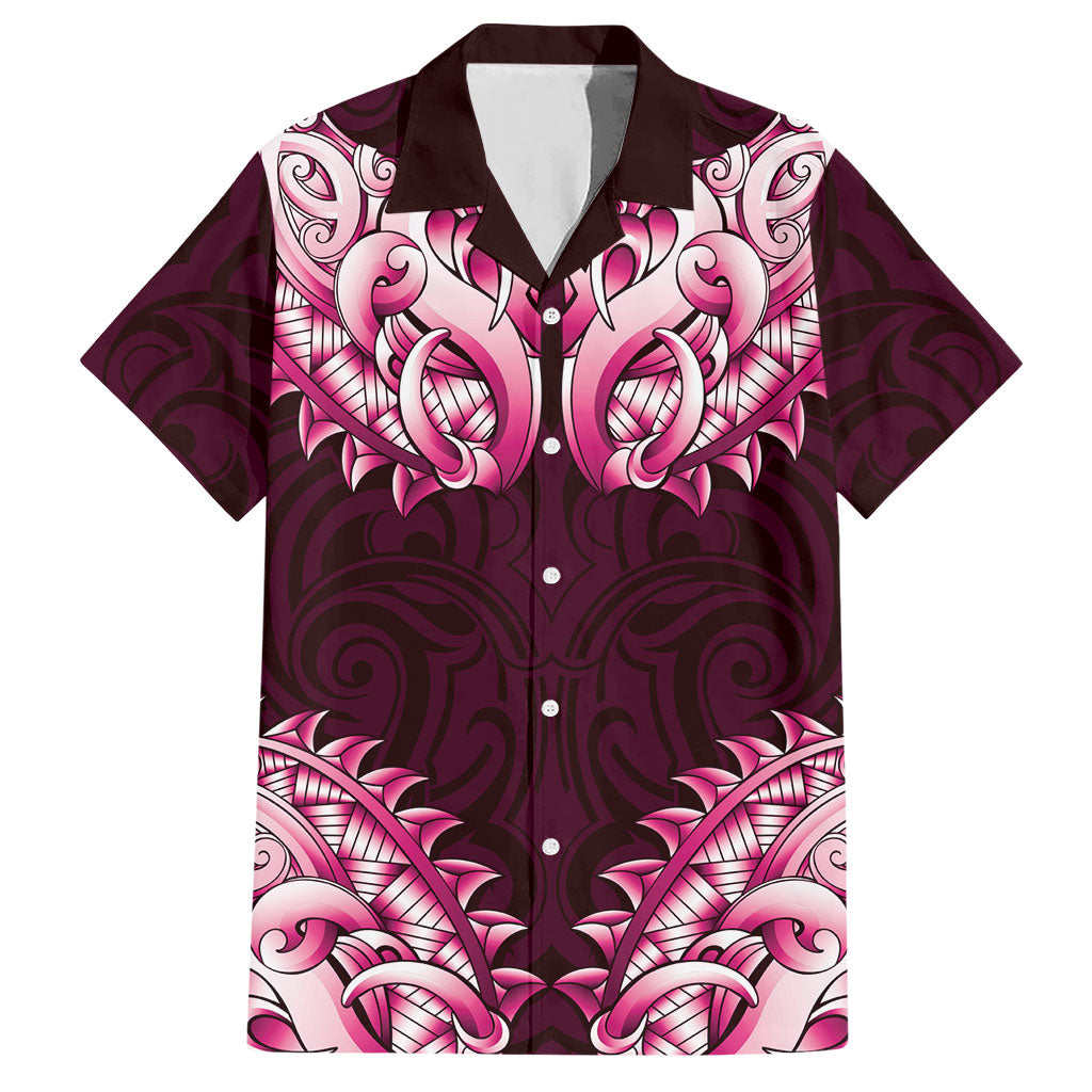 New Zealand Ta Moko Hawaiian Shirt Aotearoa Maori Chest Tattoo Pink LT14 Pink - Polynesian Pride
