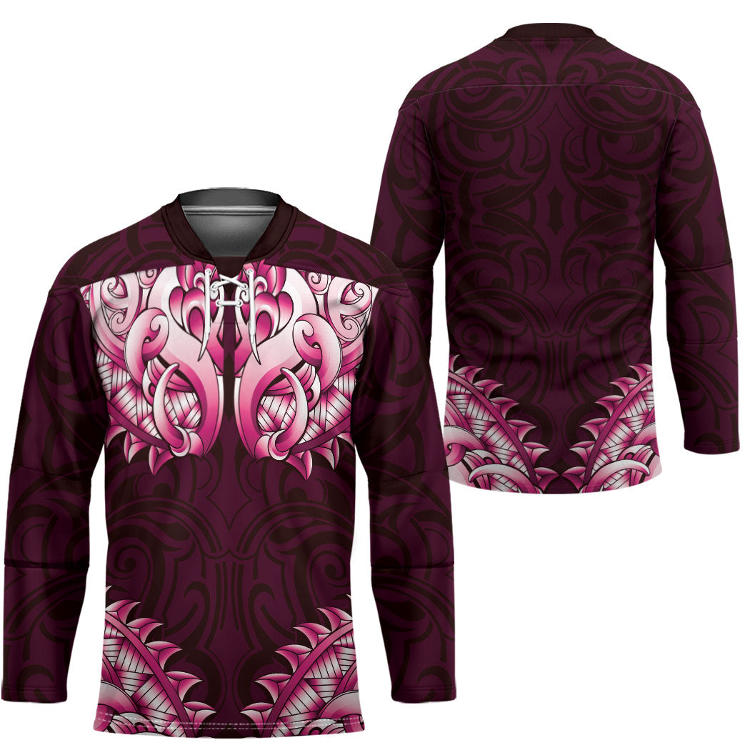 New Zealand Ta Moko Hockey Jersey Aotearoa Maori Chest Tattoo Pink LT14 - Polynesian Pride