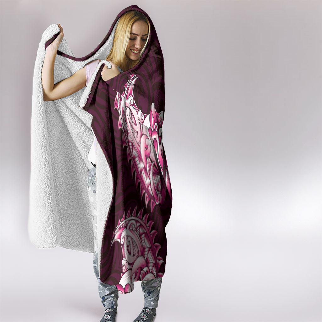 New Zealand Ta Moko Hooded Blanket Aotearoa Maori Chest Tattoo Pink LT14 - Polynesian Pride