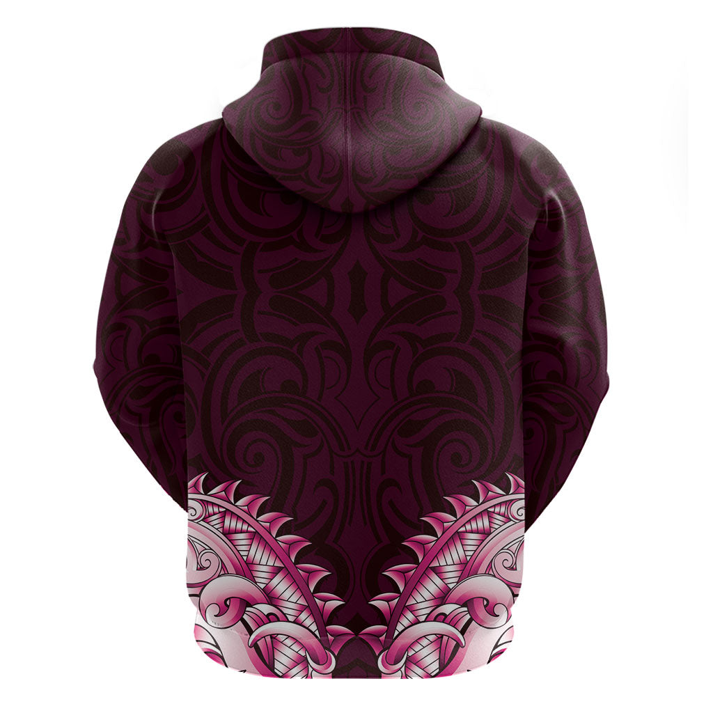 New Zealand Ta Moko Hoodie Aotearoa Maori Chest Tattoo Pink LT14 - Polynesian Pride