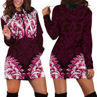 New Zealand Ta Moko Hoodie Dress Aotearoa Maori Chest Tattoo Pink LT14 - Polynesian Pride