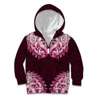 New Zealand Ta Moko Kid Hoodie Aotearoa Maori Chest Tattoo Pink LT14 Zip Hoodie Pink - Polynesian Pride