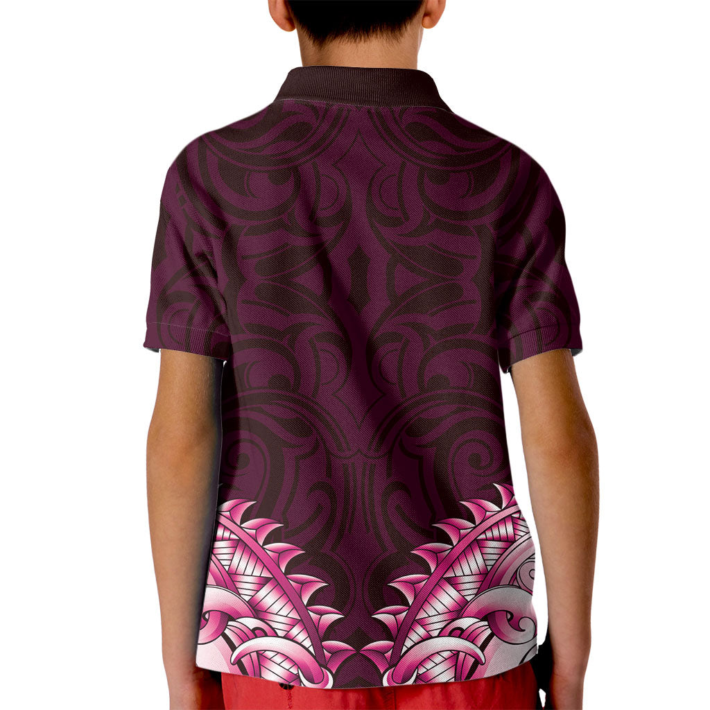New Zealand Ta Moko Kid Polo Shirt Aotearoa Maori Chest Tattoo Pink LT14 - Polynesian Pride