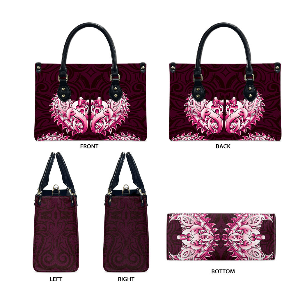 New Zealand Ta Moko Leather Bag Aotearoa Maori Chest Tattoo Pink LT14 - Polynesian Pride