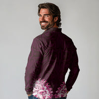 New Zealand Ta Moko Long Sleeve Polo Shirt Aotearoa Maori Chest Tattoo Pink LT14 - Polynesian Pride