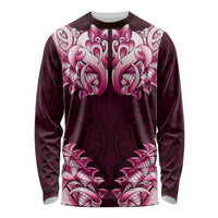 New Zealand Ta Moko Long Sleeve Shirt Aotearoa Maori Chest Tattoo Pink LT14 Unisex Pink - Polynesian Pride