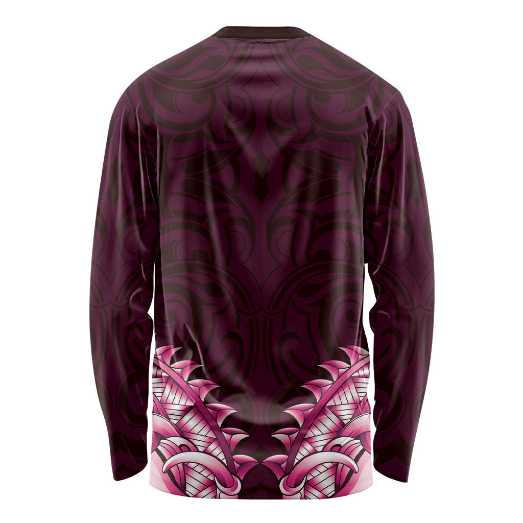 New Zealand Ta Moko Long Sleeve Shirt Aotearoa Maori Chest Tattoo Pink LT14 - Polynesian Pride