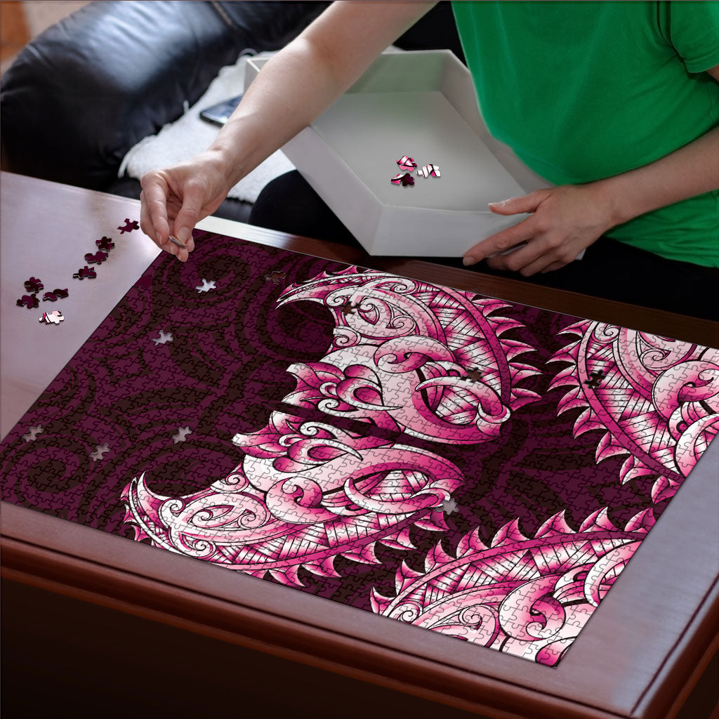New Zealand Ta Moko Puzzle Aotearoa Maori Chest Tattoo Pink LT14 - Polynesian Pride