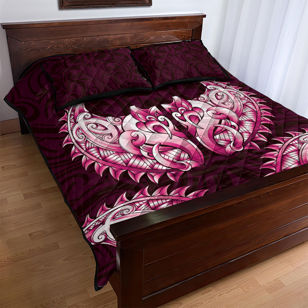 New Zealand Ta Moko Quilt Bed Set Aotearoa Maori Chest Tattoo Pink LT14 - Polynesian Pride