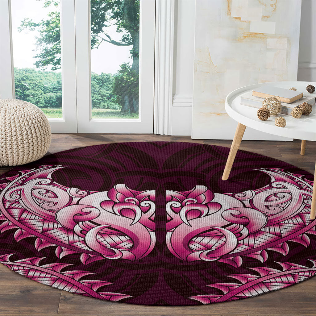 New Zealand Ta Moko Round Carpet Aotearoa Maori Chest Tattoo Pink LT14 - Polynesian Pride