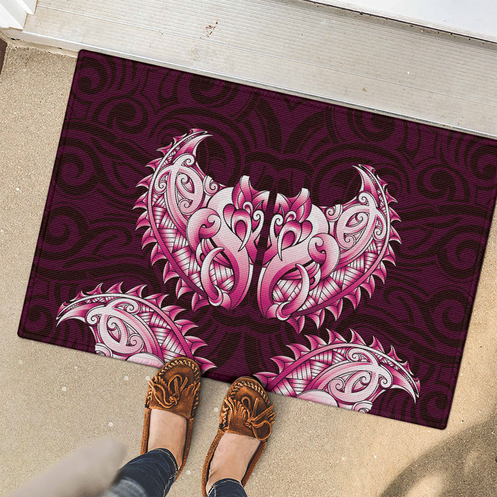New Zealand Ta Moko Rubber Doormat Aotearoa Maori Chest Tattoo Pink LT14 - Polynesian Pride