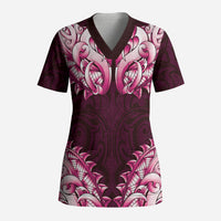 New Zealand Ta Moko Scrub Top Aotearoa Maori Chest Tattoo Pink LT14 Adult Pink - Polynesian Pride